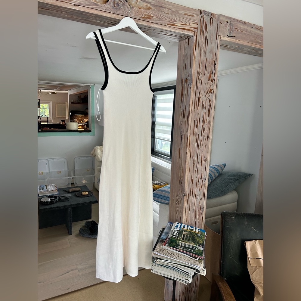 H&M White Maxi Dress with Black Trim